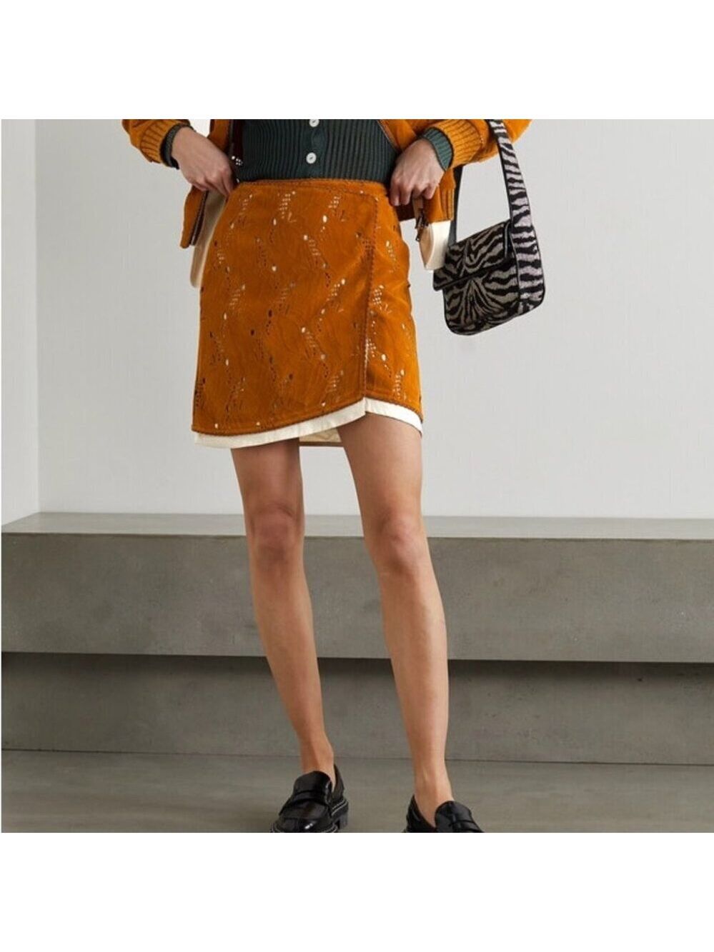 NWT Andersson Bell Kaila Faux Suede Laser Cut Skirt Size S